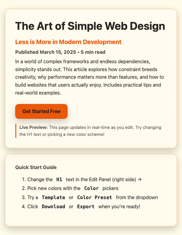 Blog post template preview