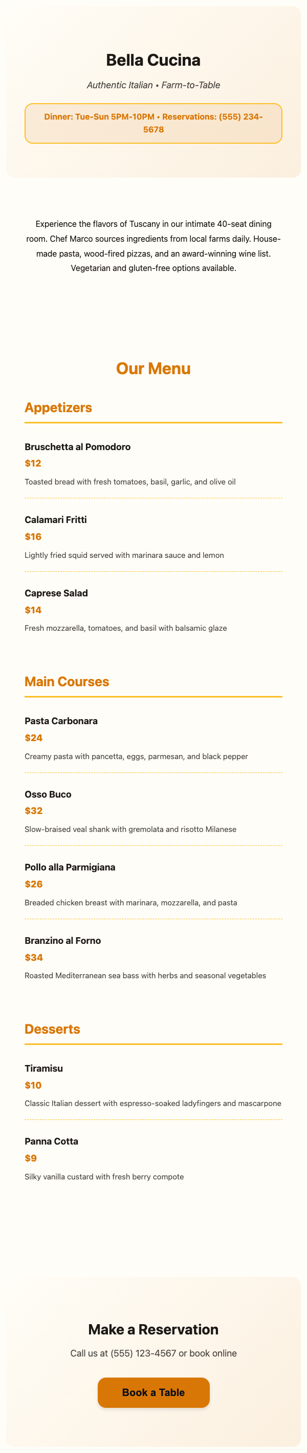 Restaurant menu template preview